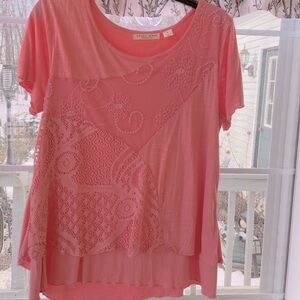 STUDIO WEST, SMALL/RUNS BIG; PEACH, NEW NEVER WORN.